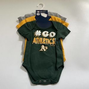 Oakland A's Uniform Jersey Bodysuit Outfit Baby‎ Size 12M 3 Piece Set MLB